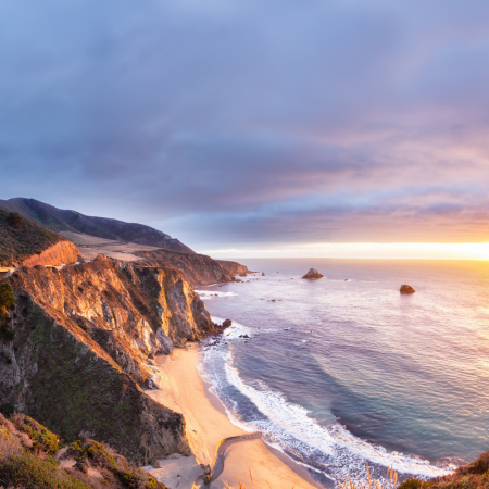 Bixby Creek Bridge on Highway 1 at the US West Coast traveling south to Los Angeles, Big Sur Area, California